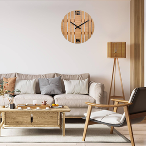 Handmade Wooden Quartz Analog Wall <b>Clock</b> <b>Roman</b> Numerals 15mm Thick Plate Modern Design Silent Battery Powered for Living Room - Product Image 3