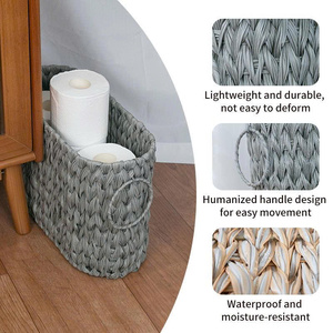 Hand Woven Organizing <b>Baskets</b> <b>Large</b> Toilet Papers <b>Storage</b> Container with Handle for Bathroom - Product Image 5