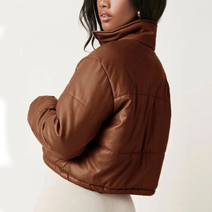 zip front <b>Womens</b> Short Bubble Jacket <b>Women's</b> Cropped <b>Padded</b> <b>Coat</b> Casual outerwear Custom Logo Clothing Supplier <b>Women</b> Outerwear - Product Image 2
