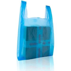 Sacchetti di Plastica per la Spesa con Manici a T-Shirt, 12x20 Pollici, per Uso Commerciale, Colore Blu - Product Image 3