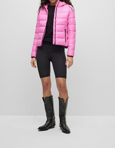 Baby <b>Pink</b> <b>Waterproof</b> Breathable Nylon Winter Zippered Puffer Women <b>Jacket</b> with Adjustable Hood Customized puffer <b>Jacket</b> - Product Image 5
