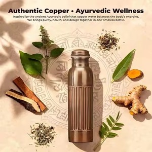 Hammered copper water <b>bottle</b> Modern style drinkware set Portable copper <b>bottle</b> cups Home use copper set - Product Image 6