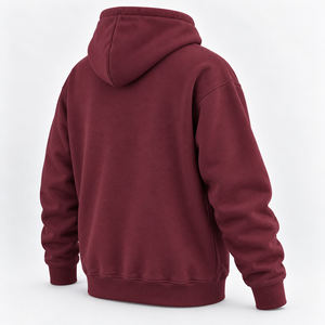 Burgundy Casual Hooded Sweatshirt Cotton Fleece Long Sleeve Pullover with Custom Sizes and Packaging for Bulk <b>Leisurewear</b> Orders - Product Image 3