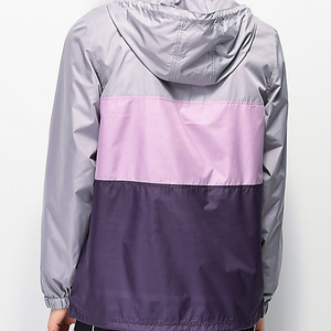 เสื้อแจ็คเก็ตกันลมแบบมีฮู้ดสำหรับผู้ชาย สีบล็อกกิ้ง ซิป ¼  ลำลอง ใส่ได้ทั้งฤดูใบไม้ผลิและกิจกรรมกลางแจ้ง สีม่วง เทา ชมพู ผลิตจากโพลีเอสเตอร์ - Product Image 5