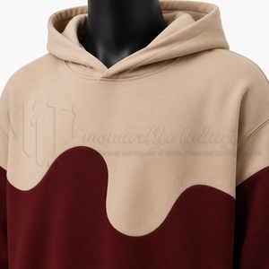 Sweat-shirt à capuche unisexe personnalisé, couleur bordeaux beige, coupe ample, en molleton, 100% coton, coupe-vent, respirant, décontracté - Product Image 6