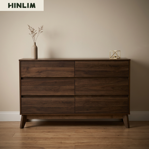 Contemporary Modern Elegant Cocoa Walnut Colour <b>Sideboard</b> Oak Legs Buffet Cabinet Luxury Home Interior Dining Room <b>Storage</b> - Product Image 3