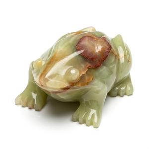 Figurine de grenouille en onyx vert de haute qualité, artisanale, sculpture d'animal en marbre, art populaire fantaisiste, décoration intérieure et extérieure en pierre - Product Image 1