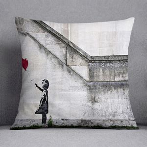 Arte en lienzo de Banksy: Cojín con la frase "There Is Always Hope" - Product Image 1