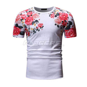 T-shirts à imprimé floral pour hommes, manches courtes, coupe ajustée, col rond, t-shirts graphiques, sublimation personnalisée, vente en gros, vêtements décontractés, t-shirt d'été - Product Image 1
