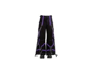 Pantalon large noir style punk pour homme avec sangles et chaînes bleues, plusieurs poches, taille élastique, mode automne - Product Image 3