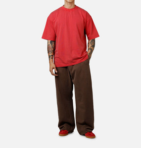 T-shirt Homme Oversize Rouge en Coton Doux Confortable à Manches Courtes Col Rond Couleur Unie Décontracté Coupe Jersey Style Urbain et Sportif - Product Image 1