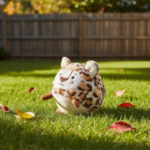 Giocattolo per Cani a Forma di Palla in Peluche Leopardato 13 Cm con Suono per Animali Domestici - Product Image 3