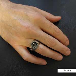 แหวนเมสัน BOJ รุ่น 020 แบบกำหนดเองได้ สำหรับทั้งชายและหญิง แหวนตราประทับฟรีเมสันส่วนบุคคล แหวนตราประทับมาสเตอร์เมสันเท็กซัส สไตล์ฮิปฮอป สีเงิน ราคาประหยัด - Product Image 2