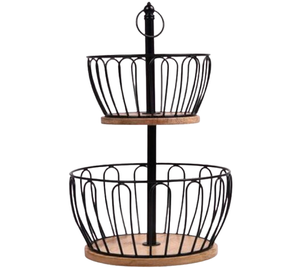 Cestas de Almacenamiento de Frutas para Cocina con Base de Madera, Nuevas, de Acero Inoxidable, Ecológicas, Modernas, Decorativas para Mesa - Product Image 1