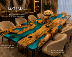 Modern Wood <b>Resin</b> River Dining <b>Table</b> Rectangle Handmade Luxury Furniture for Indoor Dining Room Decor - Product Image 5