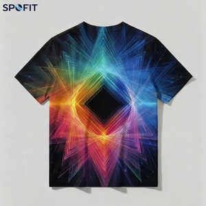 Black Light Reactive <b>T</b> <b>Shirt</b> Trippy Rainbow Geometric Print Loose Fit Short Sleeve <b>Festival</b> Tee for Men - Product Image 1