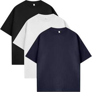 Ensemble de 3 t-shirts surdimensionnés pour hommes - Coton premium, col rond, t-shirts amples et respirants pour un usage quotidien décontracté - Product Image 3
