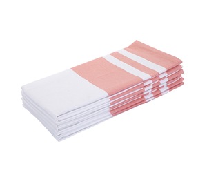 Ensemble de torchons de cuisine en coton rayé, teint en fil, écologiques, blancs avec bords colorés, rectangulaires, tissés, lavables en machine pour usage domestique - Product Image 2