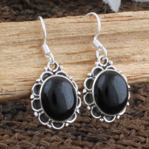 ต่างหูหยดน้ำออนิกซ์สีดำธรรมชาติ เงินแท้ 925 เครื่องประดับงานแต่งงานสุดหรูสำหรับผู้หญิง - Product Image 1