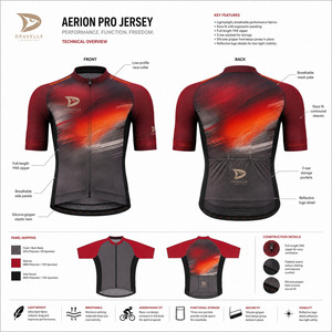 Maillot de cyclisme à impression thermique volcanique, vêtements de cyclisme personnalisés pour équipe, maillot à manches courtes avec détails réfléchissants et poches de rangement arrière - Product Image 5