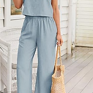 Ensemble 2 pièces pour femmes Aqua Blue Mid Waist Women Street Style Cotton Cheap Denim Summer Wear Set Two Peace for Women New Design - Product Image 3