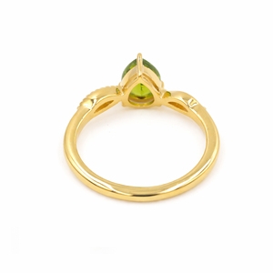 925 Sterling Silver Pear <b>Peridot</b> Classic <b>Ring</b> Gold and Rhodium Plated Modern Designer Jewelry - Product Image 5