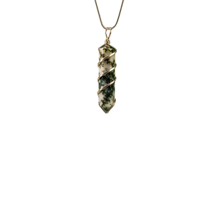 <b>Tree</b> Agate Spiral Pencil Pendant Hexagon Shape Religious Hinduism <b>Necklace</b> - Product Image 1