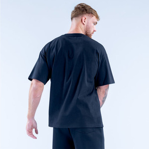 T-shirt en coton surdimensionné pour homme avec logo personnalisé, style urbain, coupe décontractée, délavage vintage, tissu épais, haut de mode vierge - Product Image 3