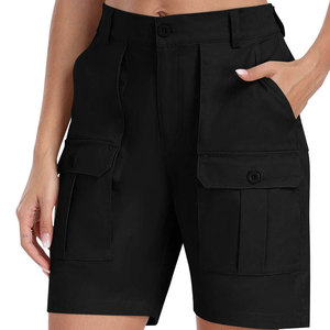 Shorts Cargo de Cintura Alta para Mujer, Verano, Casual, 100% Algodón, Estilo Casual, Múltiples Bolsillos, Cierre de Botones, Ropa Urbana - Product Image 1