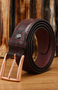 Ceinture en cuir véritable pour homme, sangle cloutée, boucle à ardillon classique, réglable, accessoire de taille formel et décontracté - Product Image 4