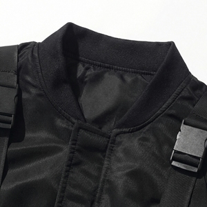 Black Tactical <b>Harness</b> Bomber Jacket | Multi Strap Utility Streetwear Bomber | Techwear Cargo Jacket | Custom OEM Manufacturer - Product Image 4