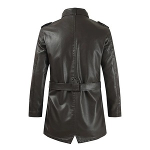 Manteau long en cuir personnalisé, design tendance, manteaux en cuir de vachette, nouveaux modèles, vestes en cuir véritable pour hommes - Product Image 3