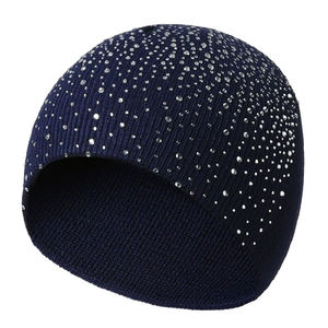 Gorro Unisex con Pedrería, Color Sólido, Tejido, Estilo Casual para Adultos, Circunferencia de Cabeza 56-58CM - Product Image 3