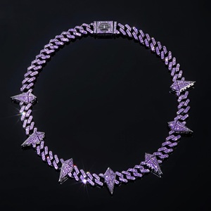 Collar de Cadena Cubana Chapado en Oro Rosa para Hombre, Estilo Hip Hop, con Colgante de Diamantes Redondos con Microincrustaciones, Regalo de Aniversario de Bodas - Product Image 1