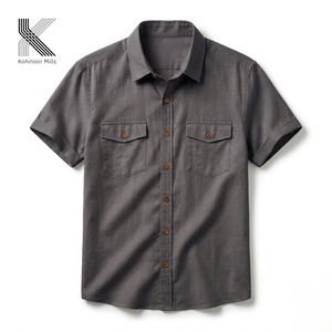 Camisa Casual de Manga Corta para Hombre, de Popelina de Algodón, Color Sólido, Cuello Clásico, Transpirable, para Verano - Product Image 5