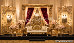 Boston Bollywood Style Wedding Stages Set Latest <b>Flower</b> Shaped Backdrop with LED <b>Lights</b> for Reception for Events USA - Product Image 6