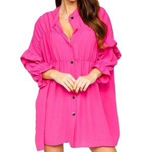 ชุดเดรสเข้ารูปแขนยาวสำหรับสตรีชุดเดรสลำลองคอกลมสีทึบมาใหม่ออกแบบได้ตามต้องการ - Product Image 2