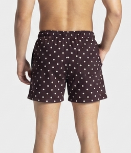 Shorts de bain pour hommes en coton molletonné respirant, imprimé à pois avec ligne contrastante, qualité supérieure, personnalisable avec logo, style décontracté - Product Image 2