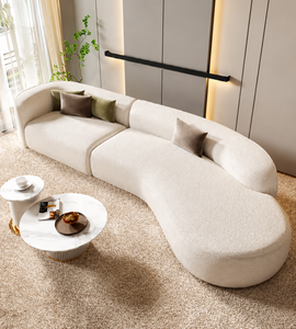 Canapé modulaire incurvé haut de gamme, style scandinave contemporain, en tissu rembourré, mobilier design pour salon et bureau à domicile - Product Image 1