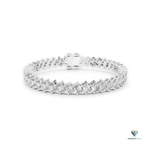 7.52 CT White <b>Gold</b> Emerald Cut Lab Grown Diamond Tennis Bracelet in 18K <b>Solid</b> <b>Gold</b> - Product Image 1