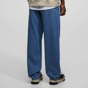 Jean droit bleu pour homme, taille mi-haute, coupe classique, en denim de coton respirant, style décontracté, streetwear hip-hop, automne pour garçons - Product Image 3