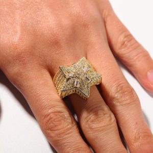 Hexagon Cocktail <b>Ring</b> <b>Mens</b> Stainless Steel Micro Pave Cubic 18K Gold Plated Hiphop Style Daily Wear Jewelry for Sale - Product Image 3