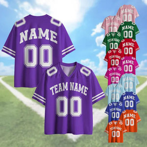 Custom Sublimated American Football Jersey V Neck <b>Short</b> Sleeve Unisex Breathable <b>Mesh</b> Teamwear for Adults All Seasons - Product Image 3