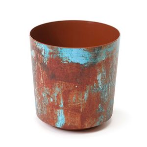 Custom Nordic Minimalist Style Weathered Corrosive Look Metal Flower <b>Pot</b> Unique Turquoise Patina Rust Planter <b>Basket</b> for Decor - Product Image 1