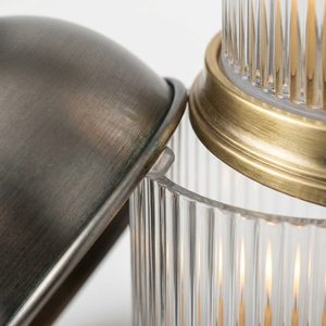 Farol de cristal de latón niquelado envejecido hecho a mano de 34 cm con remate ventilado, elegante farol tipo cloche Nocturne para decoración del hogar y hoteles - Product Image 4