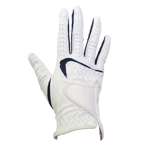 Guante de golf blanco con cierre de tirar para la mano derecha, antideslizante, de cuero genuino, unisex, deportivo - Product Image 3