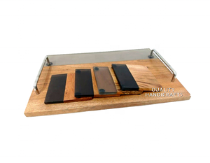 ชุดถาดเสิร์ฟไม้ทำด้วยมือคุณภาพลดกระหน่ำศิลปะเรซิ่นสีดำพร้อมถาดงานฝีมือ4ชิ้นถาดเสิร์ฟงานหัตถกรรม - Product Image 1