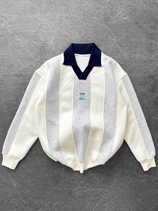 Sweat-shirt polo personnalisé pour homme, de haute qualité, à rayures verticales, en molleton, col en V, col à revers, pull-over, vente en gros, OEM - Product Image 3