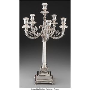 Candélabre de luxe à 5 bras en métal argenté, élégant centre de table pour mariage, porte-bougie pilier pour décoration d'événements et d'hôtels - Product Image 5