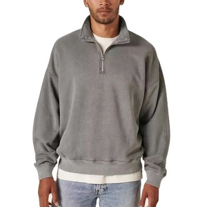 Sweat-shirt pour homme en molleton respirant 100% coton, demi-zip, col montant, manches longues, décontracté, pour l'hiver et les activités de plein air - Product Image 5